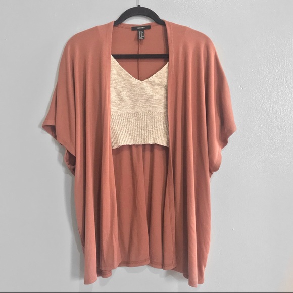 Forever 21 Sweaters - Forever 21 Dusty Rose Pink Ribbed Kimono Cardigan